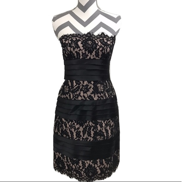 BCBG MaxAzria Strapless Satin & Lace Dress -Size 4 - Picture 2 of 9